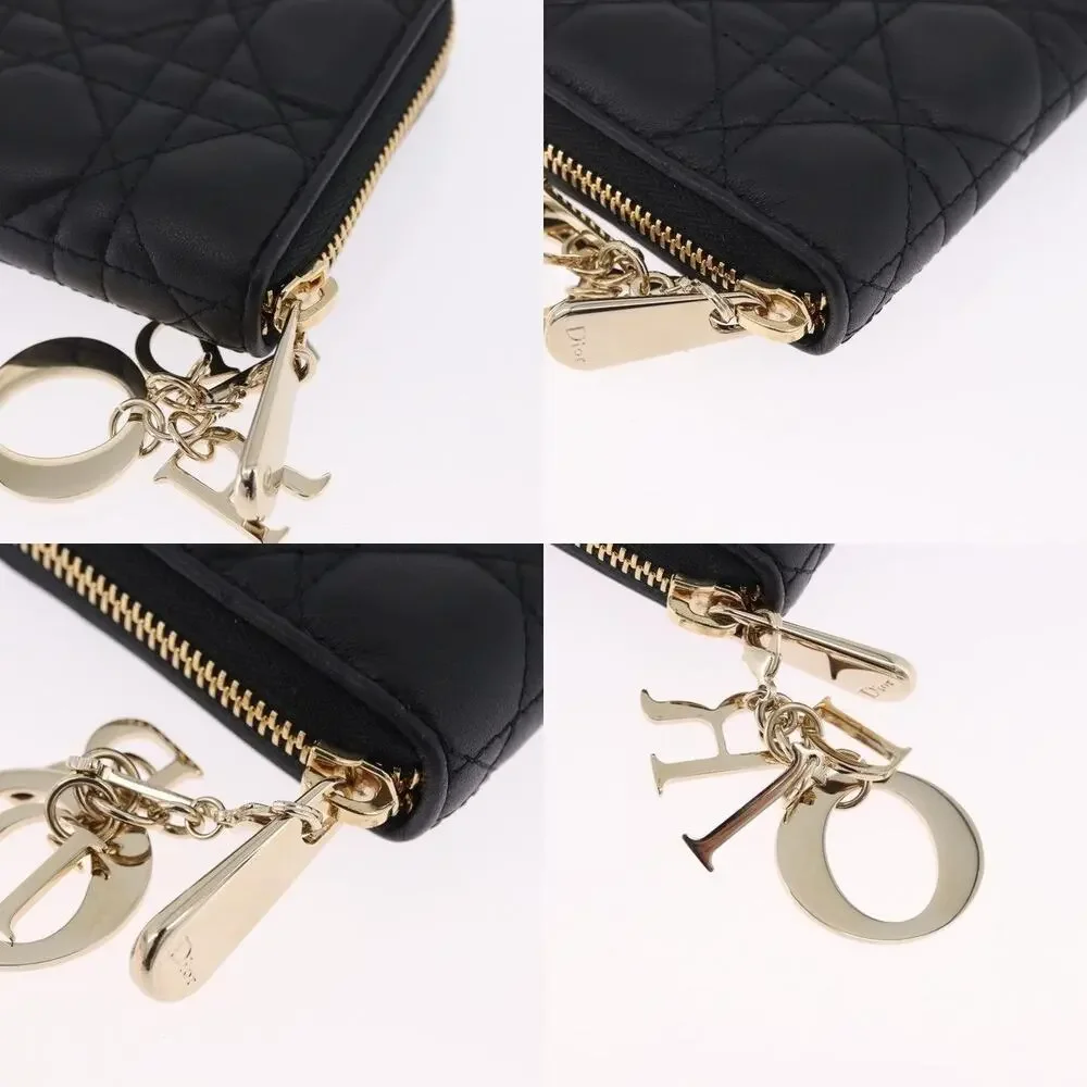 Dior Lambskin Leather Lady Dior Cannage Long Wallet Black